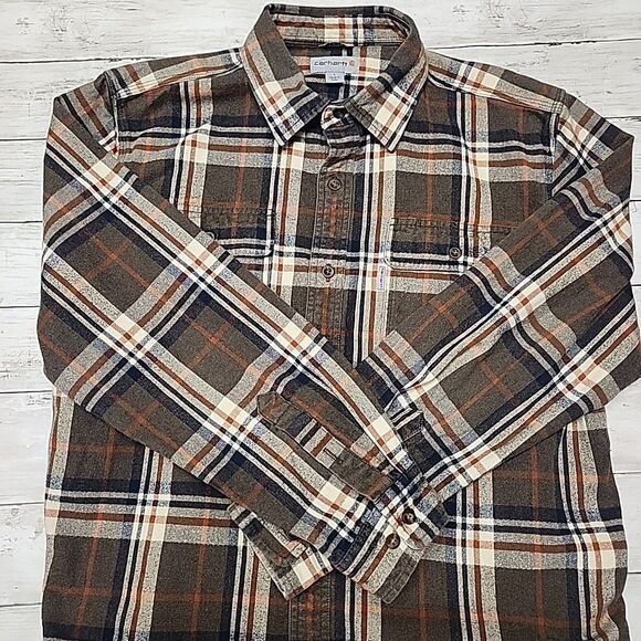 Carhartt Other - Carhartt Loose Fit Heavyweight Flannel Shirt Mens L Brown Plaid Long Sleeve